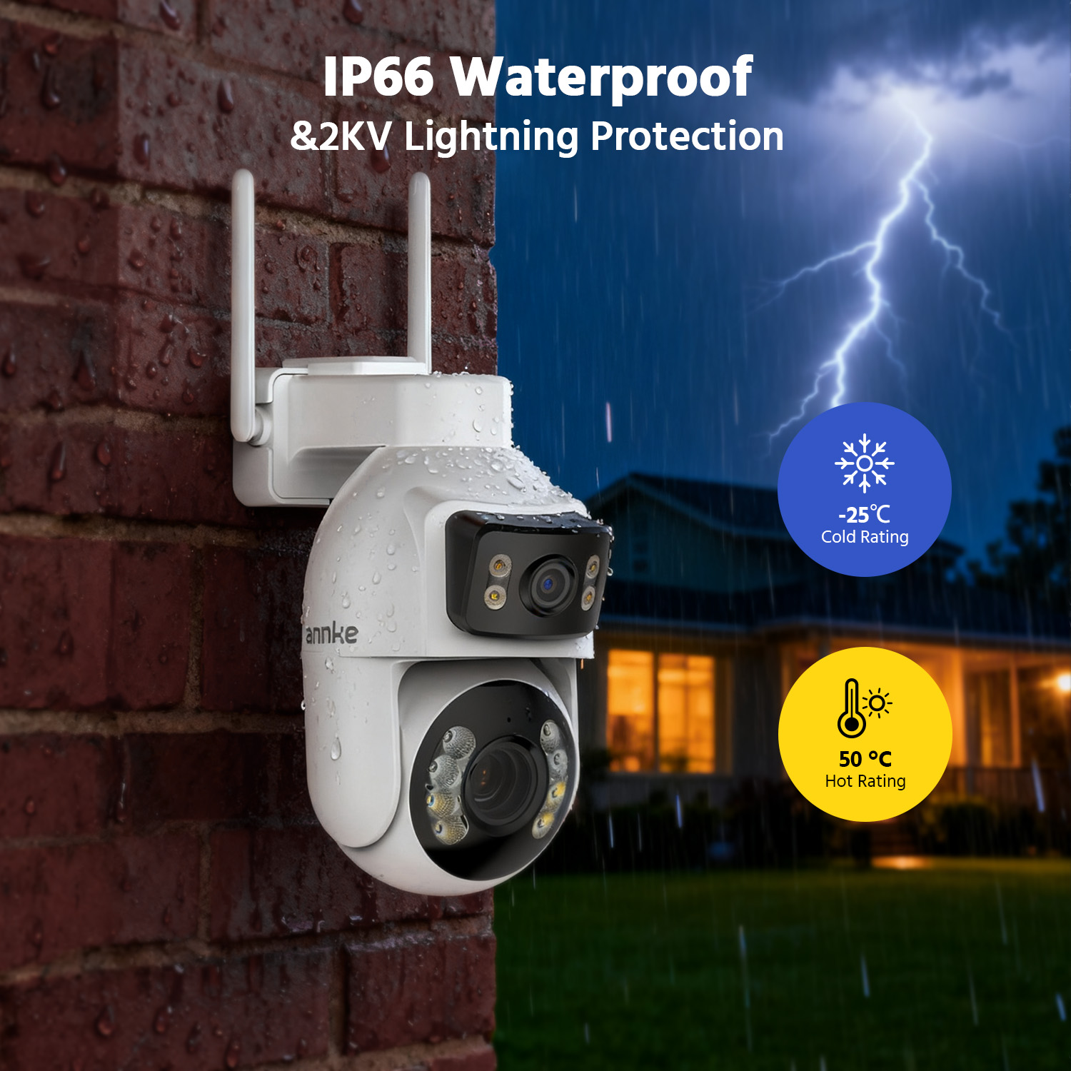 Home Security Google Camera - ANNKE 3 インチ PTZ デュアルレンズセキュリティカメラ、1 画面に