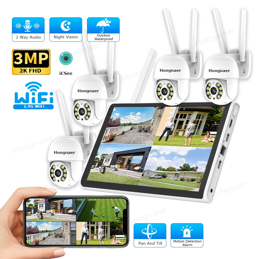Home Security Kit With Camera - 2026年 ホンナール 3MP 4チャンネル WiFi ホームIP