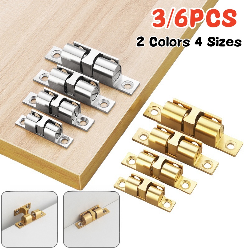 Home Security Tapo - 3/6 個キャビネットクローゼットドアボールキャッチ、真鍮ダブルローラースプリングボールキャッチラッチ、家具ドアロック、調整可能なテンションラッチ