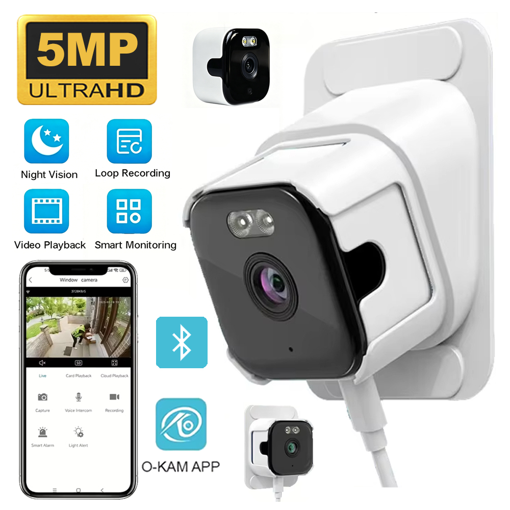 Home Security Google Camera - 5MP ウィンドウセキュリティカメラ 5GHz WiFi 屋内カメラ カラーナイトビジョン付き