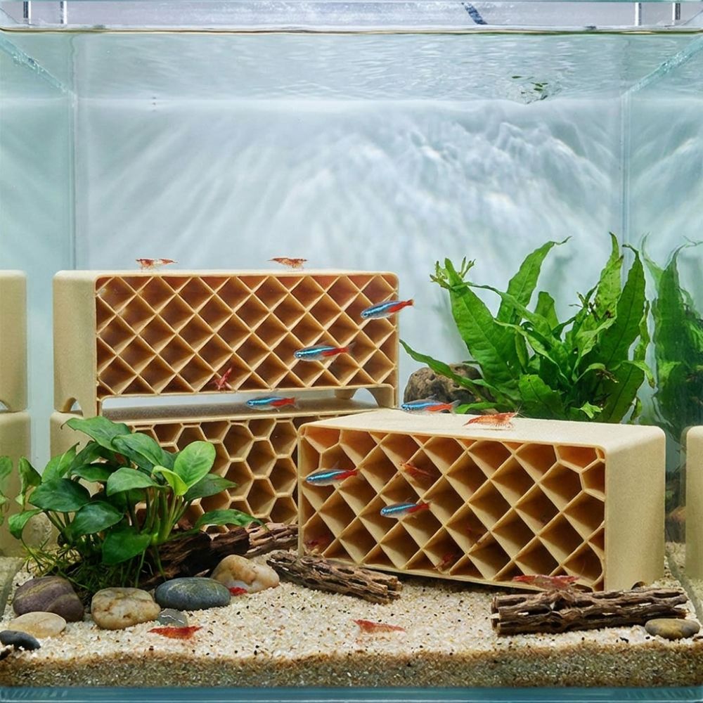 Home Security Measures - 3Dプリント製の魚やエビの隠れ家、安全な家、中空水槽、地下洞窟、グリッド状の多層プラスチック製