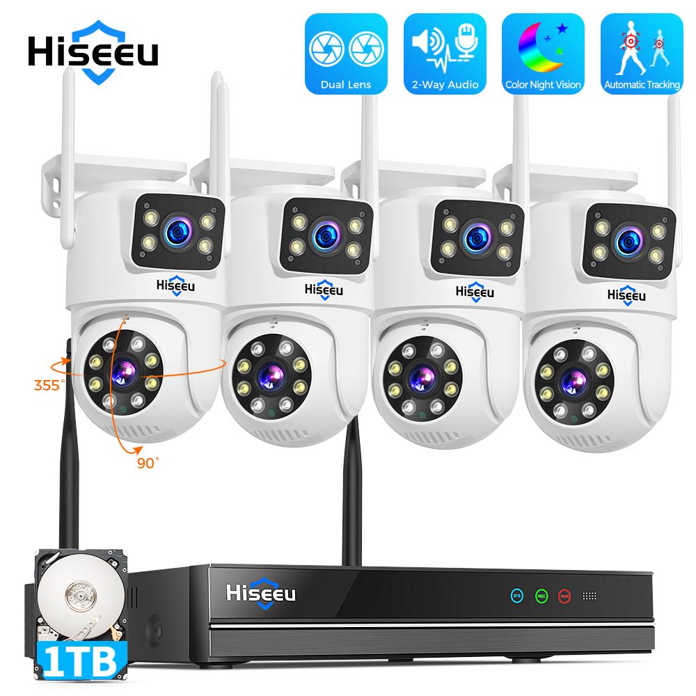 Home Security Kit With Camera - Hiseeu 6MP WiFiデュアルレンズカメラセキュリティシステムキット 3K IPカメラ 10CH