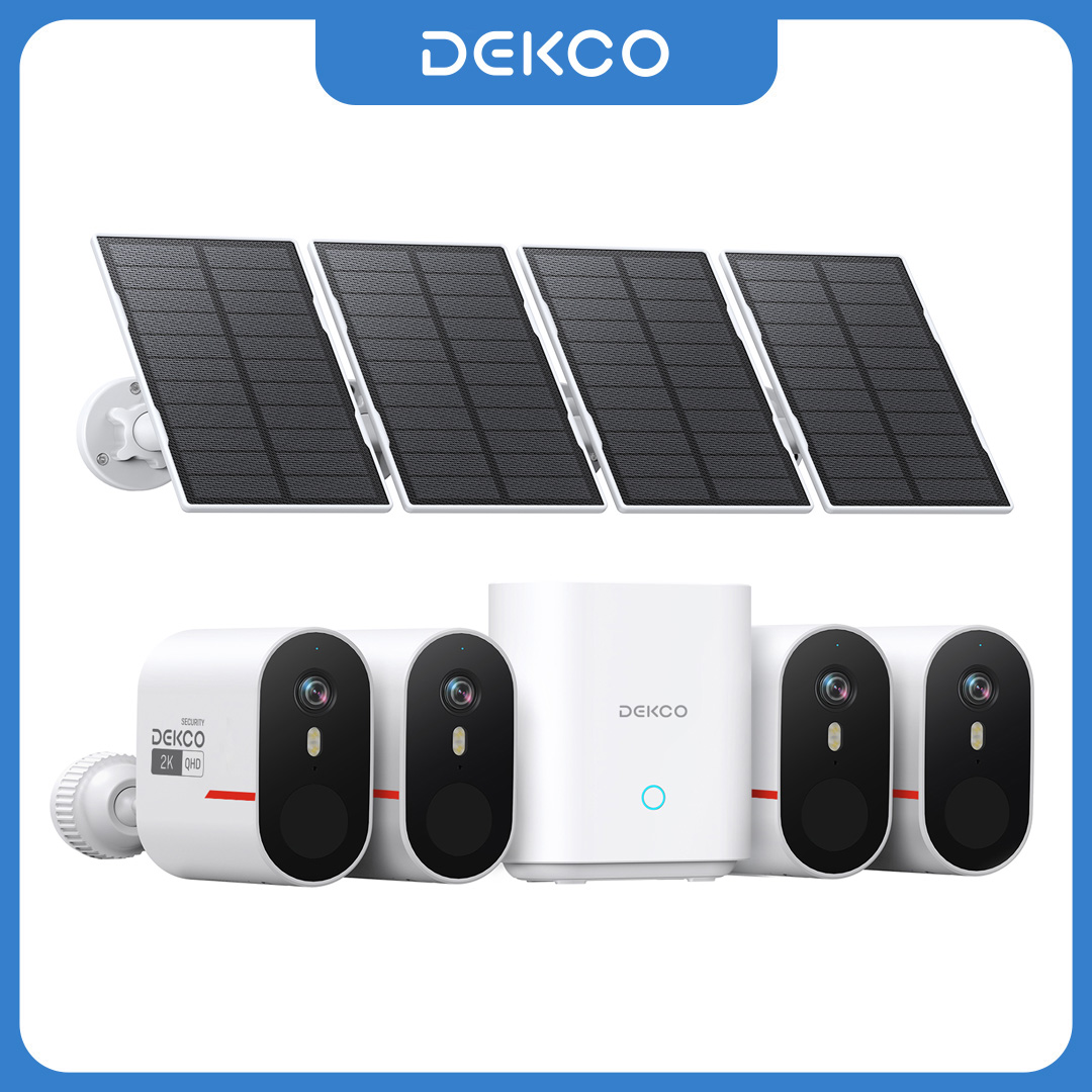 Home Security Kit With Camera - Dekco 3MP WiFiソーラーカメラシステム 4カメラキット 屋外ワイヤレスホームセキュリティカメラ カラーナイトビジョン