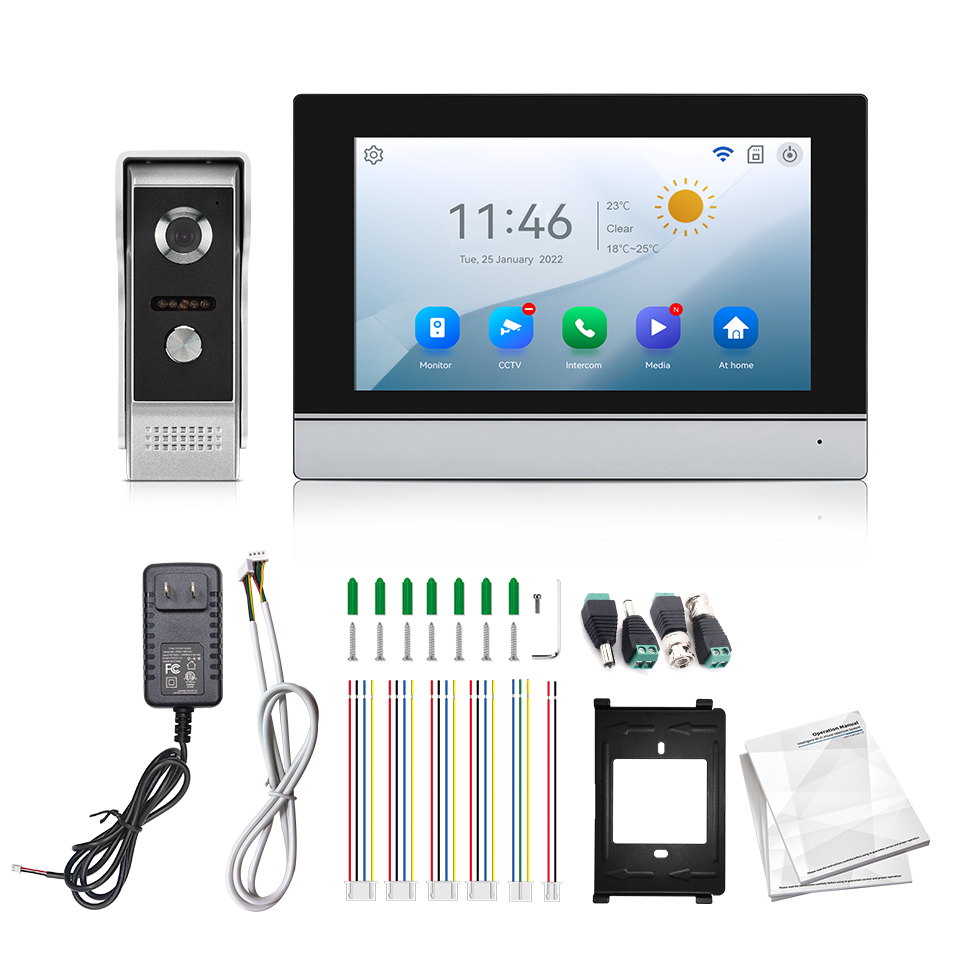 Home Security Land - 7インチIPSスクリーン、2MP、Tuyaリモートコントロール、WIFIドアホンインターホン、ビジュアルドアベル、AHDカメラ対応、ホームセキュリティドアビューア