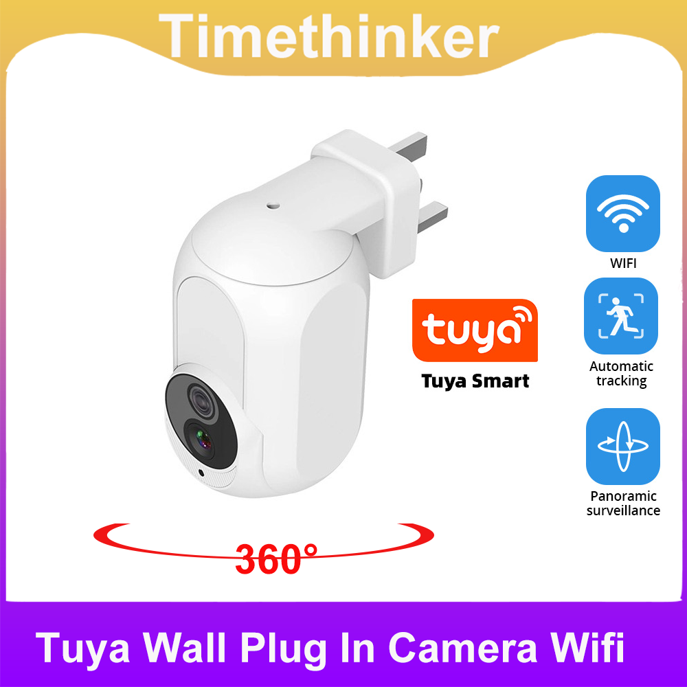 Home Security Google Camera - タイムシンカー Wifi 360 ° カメラ壁掛けプラグイン1080P監視ホームセキュリティHDカメラナイトビジョンLEDランプライトIP Tuyaカメラ