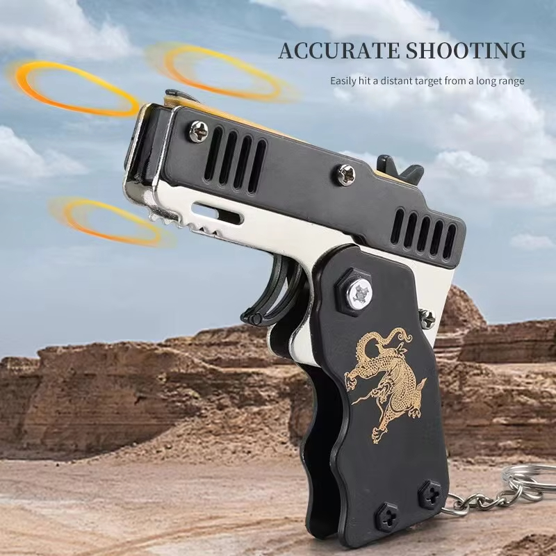 ミニゴムバンドガンキーホルダー – 男の子向け折りたたみ式フ - Home Security Gun のレビューと価格