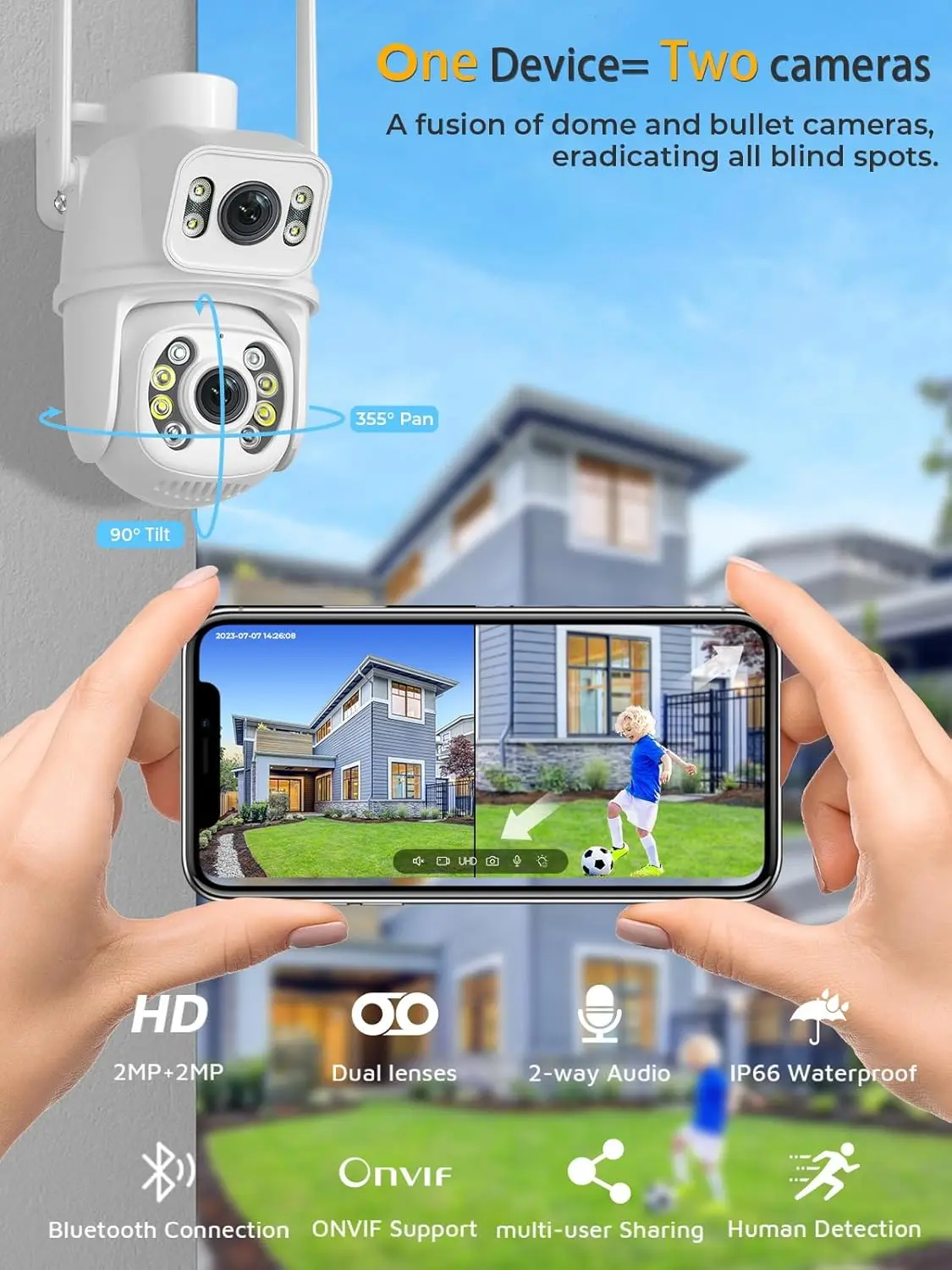 屋外デュアルレンズ 3MP WiFi PTZ スピードドーム - Home Security Google Camera のレビューと価格