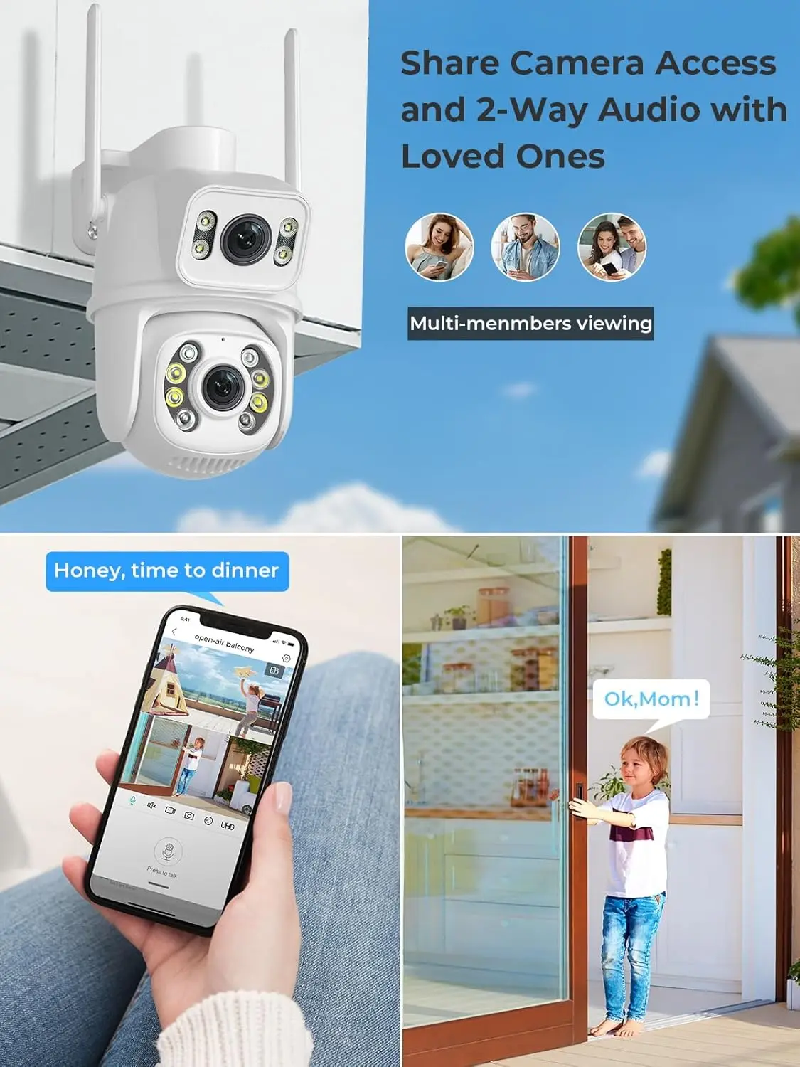 屋外デュアルレンズ 3MP WiFi PTZ スピードドーム - Home Security Google Camera のレビューと価格
