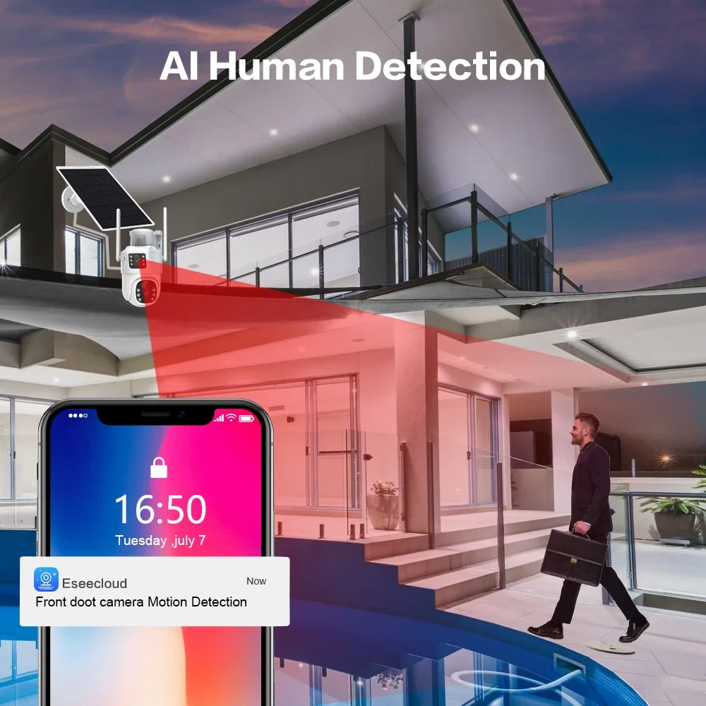 ソーラーcctvカメラシステム,デュアルレンズ,nvrキット - Home Security Kit With Camera のレビューと価格