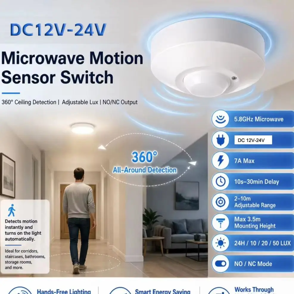 天井取り付け型DC12V-24Vマイクロ波レーダーセンサース - Home Security Radar System のレビューと価格