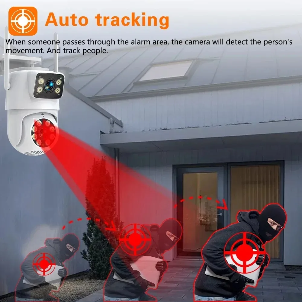 10チャンネルCCTVセキュリティ4KデュアルレンズPTZカ - Home Security Kit With Camera のレビューと価格