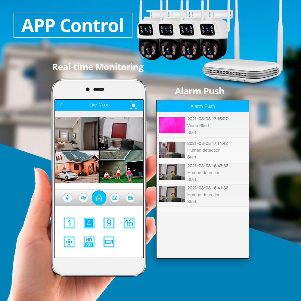 Kerui-ホームセキュリティ監視カメラシステム,ワイヤレス - Home Security Kit With Camera のレビューと価格