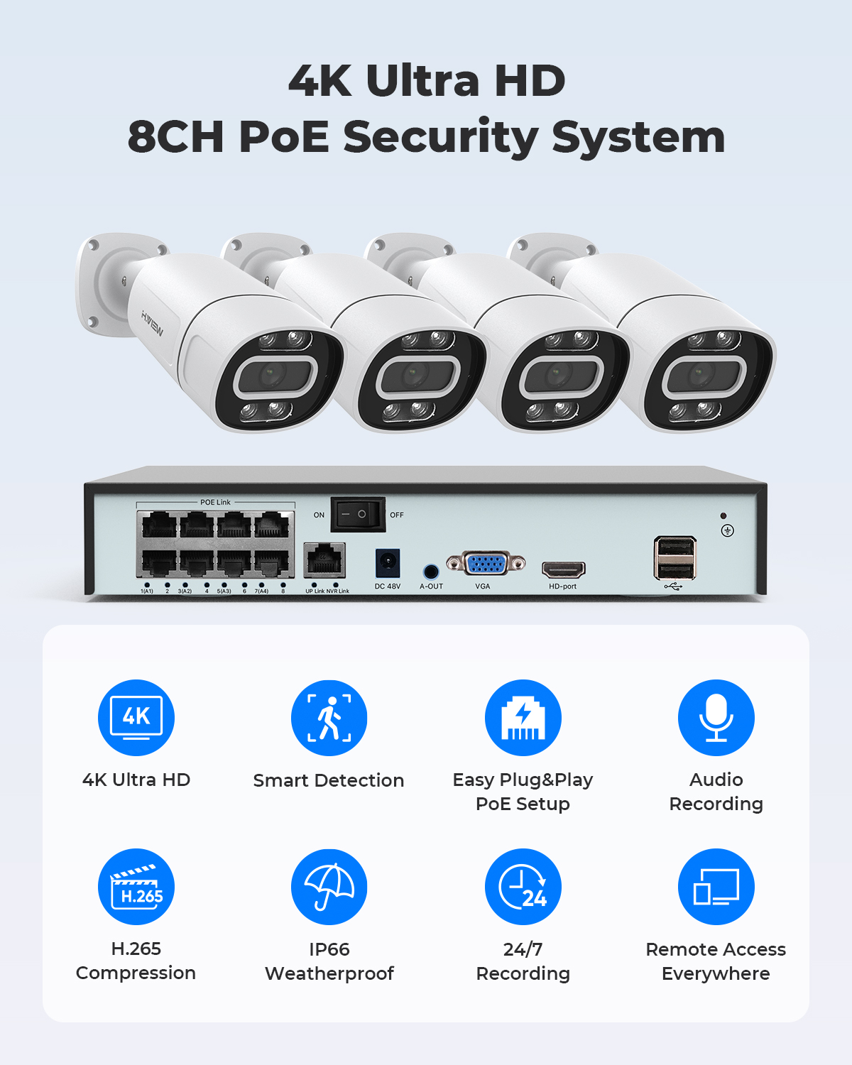 H.View 4K 5Mp 8Mp PoE CCTVセキュリ - Home Security Business のレビューと価格