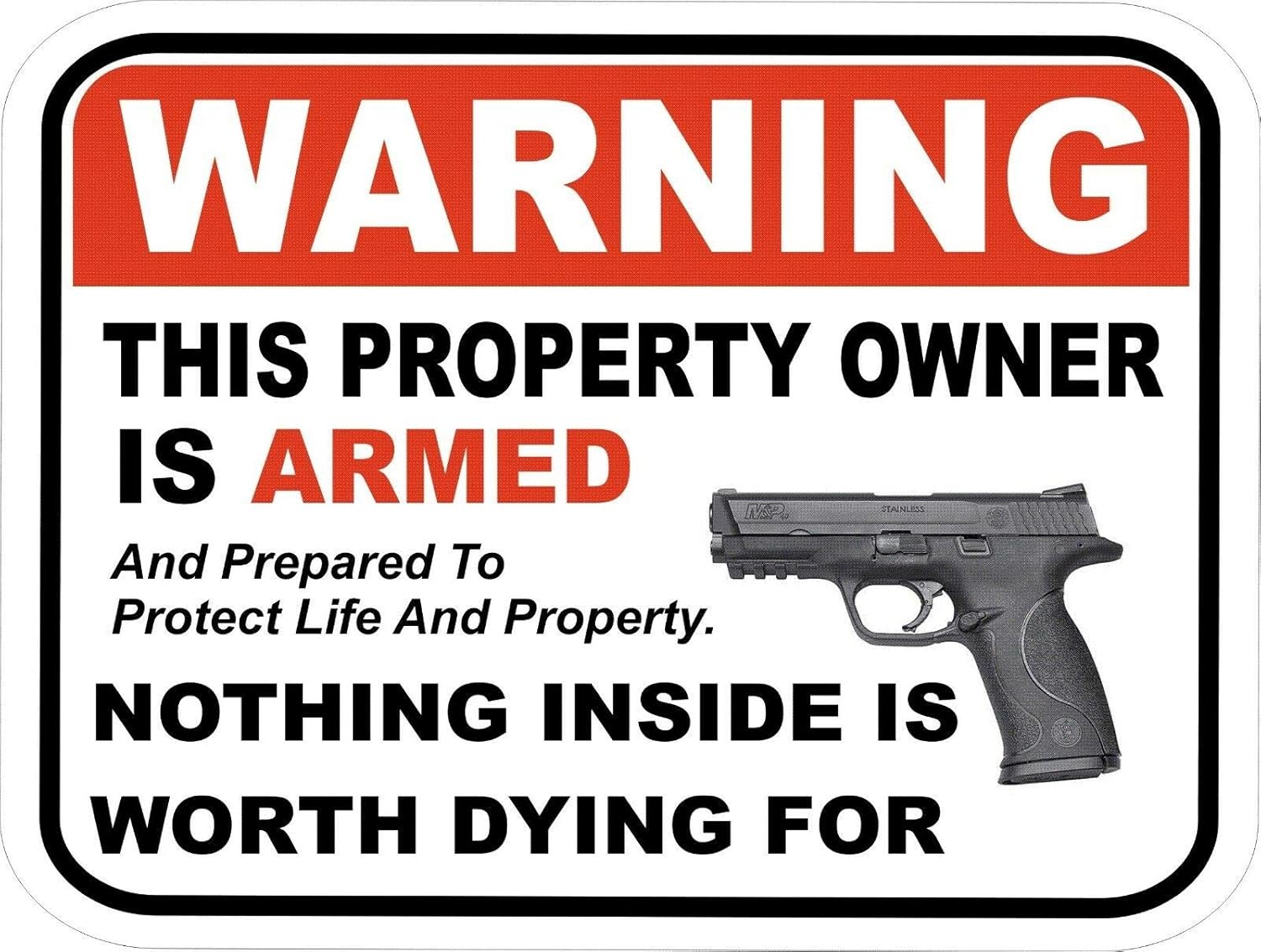 Eeypy ガンピストル警告サイン ホームビジネス アルミニ - Home Security Gun のレビューと価格