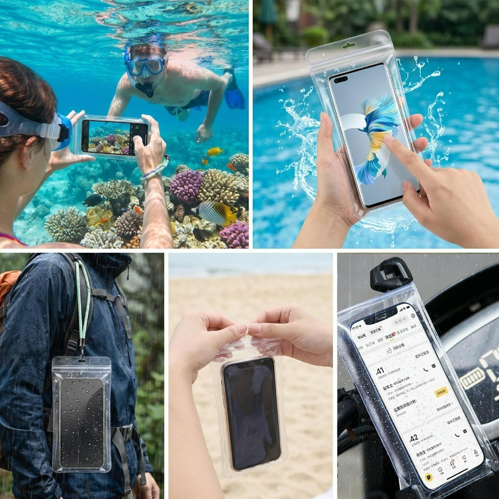 ユニバーサル3サイズ透明防水携帯電話ダストバッグ厚手ジッパー - Home Security Xiaomi のレビューと価格